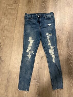 American Eagle Outfitters Women's Ripped Skinny Jeans - Dark Blue